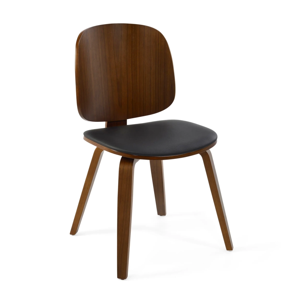 Chaise Scandinave Hut S en noyer avec siège de salle à manger rembourré