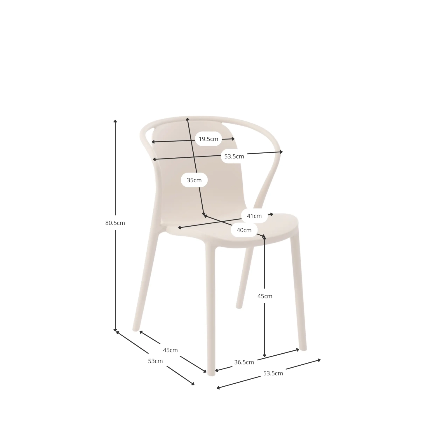 Silla apilable con reposabrazos para interior y exterior - Pierre