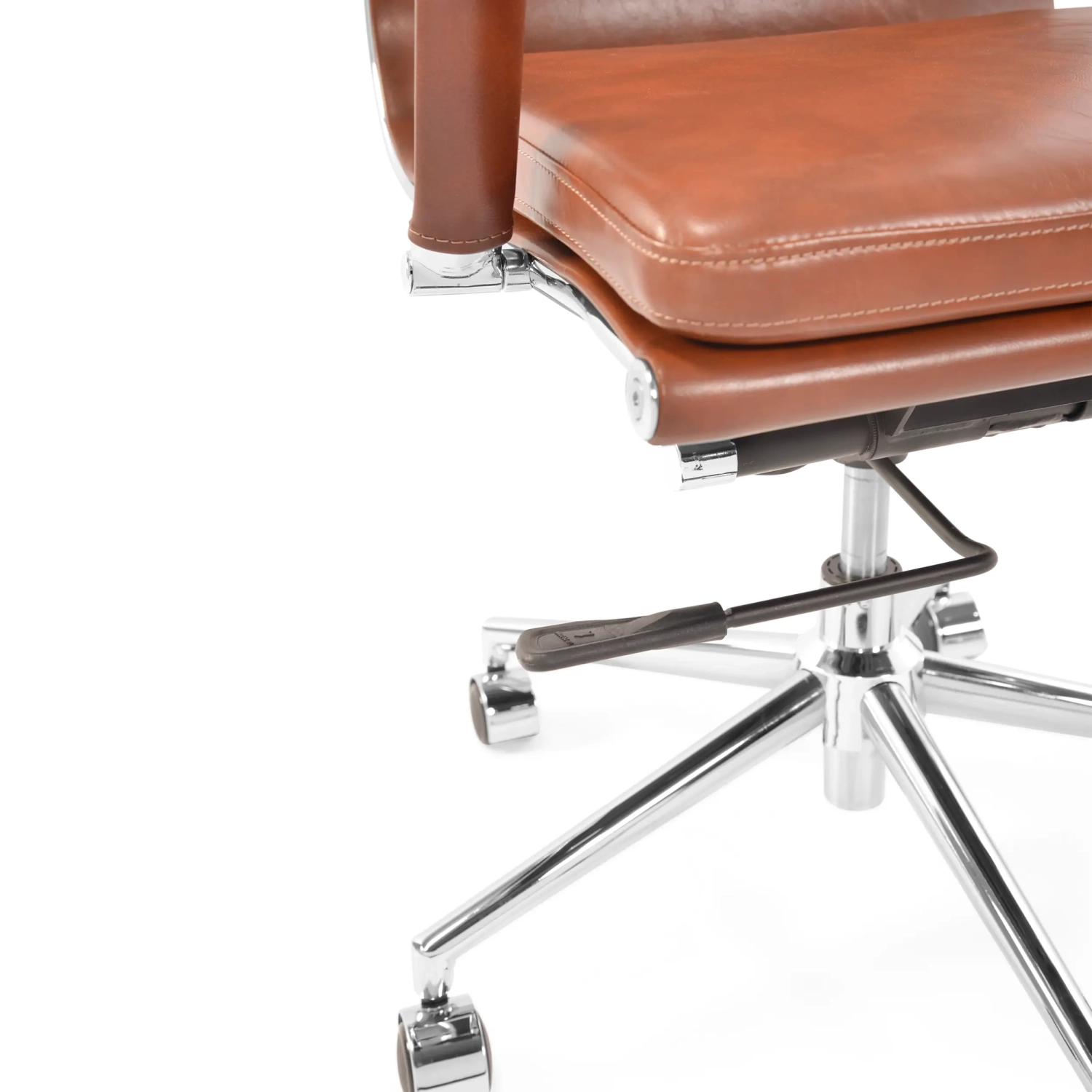 Úkolová italská kožená kancelářská židle s vysokým opěradlem | Elegantní design