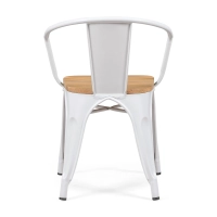 Bistro Silla de madera con brazos | Silla industrial con brazos y asiento de madera