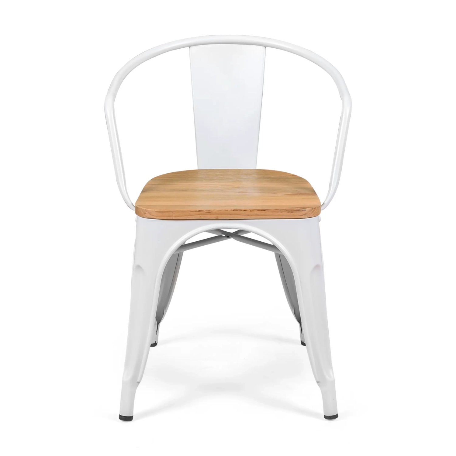 Bistro Silla de madera con brazos | Silla industrial con brazos y asiento de madera
