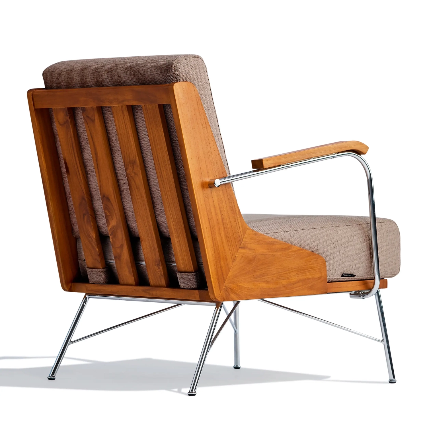 Sillón Industrial Daneu tapizado en algodón-Sillon de madera-Mueble Design