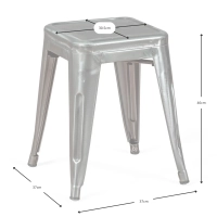 Tamborete Metálico Bistro 45 cm | Estilo industrial empilhável