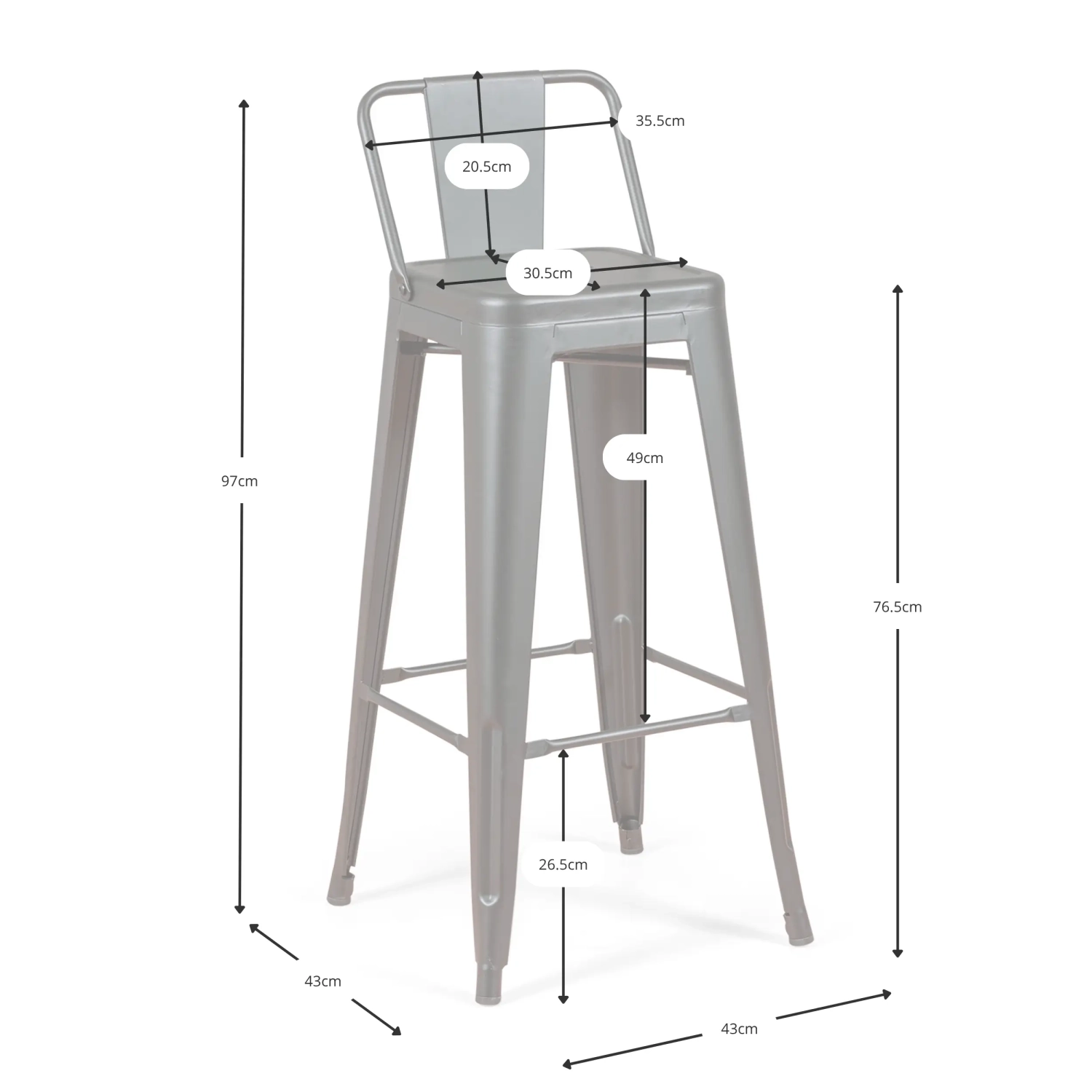 Hocker Bistro LB Wood Antique - Industriedesign-Hocker und Stühle