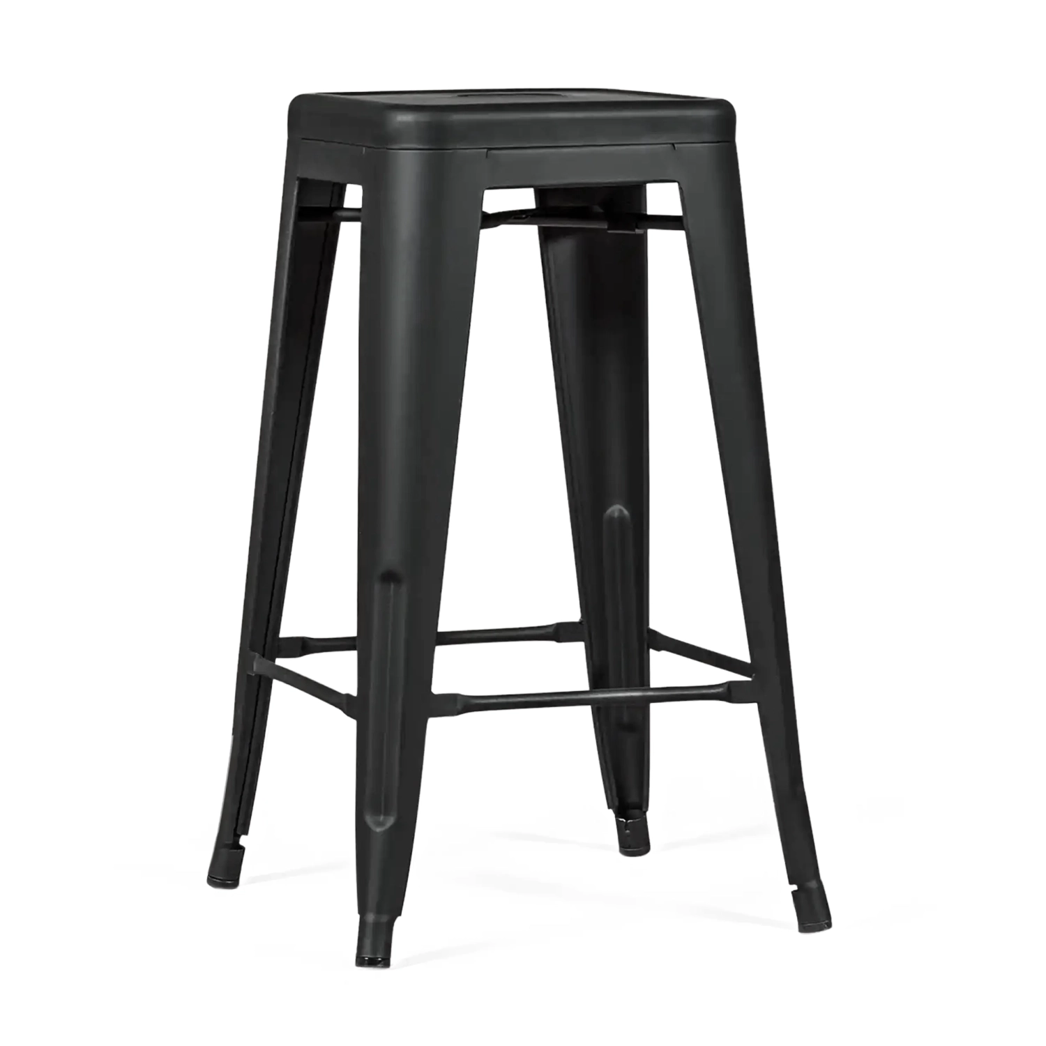 Tamborete industrial Bistro 66 cm | Aço empilhável brilhante ou mate