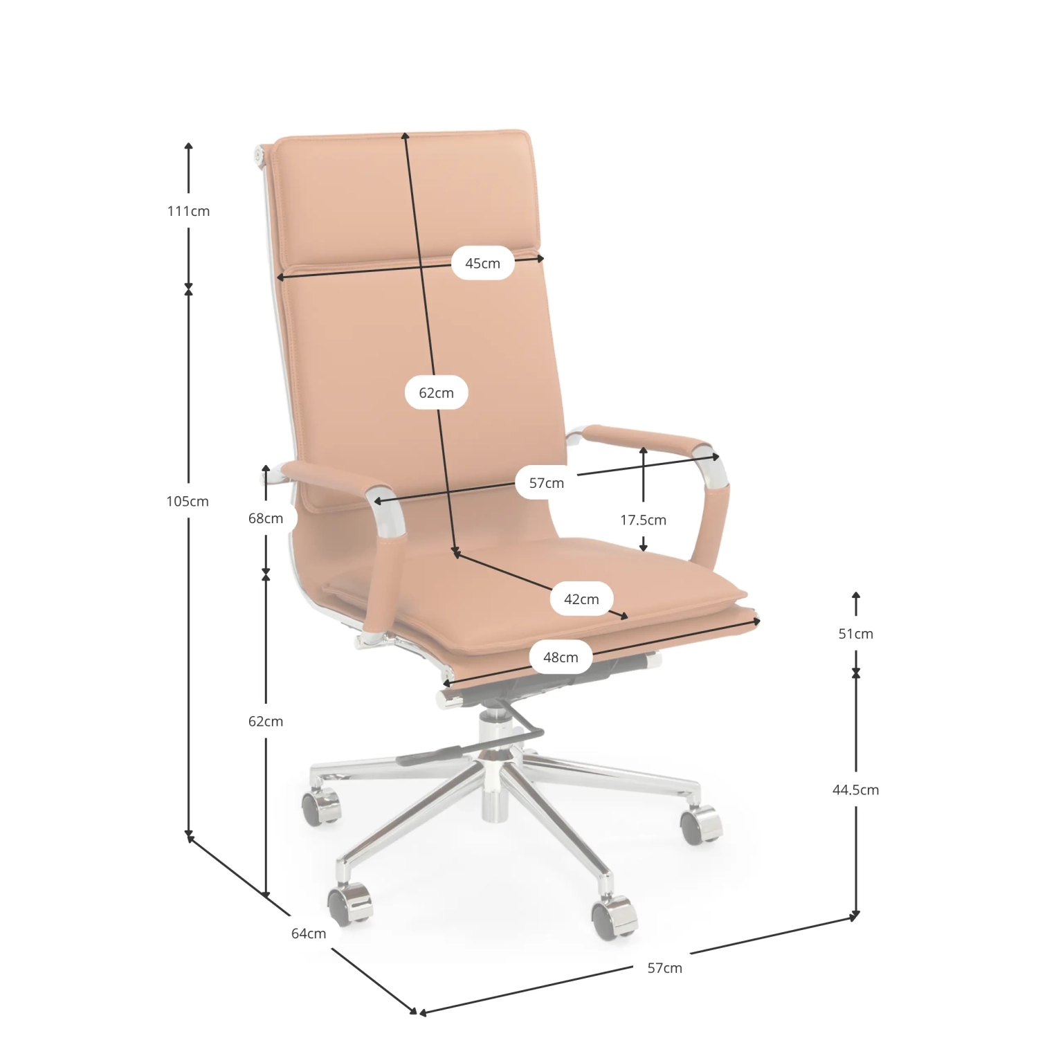 Studio-Bürostuhl mit hoher Rückenlehne | Ergonomischer Schreibtischstuhl aus Kunstleder