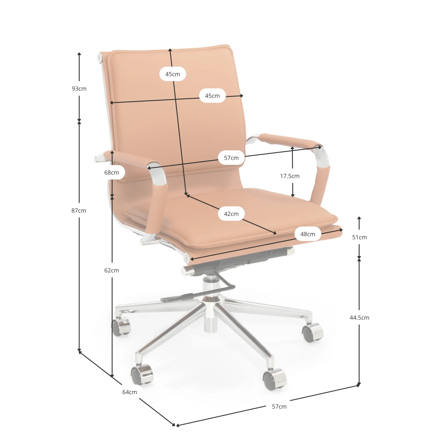 Studio-bureaustoel met lage rugleuning | Ergonomisch, modern ontwerp