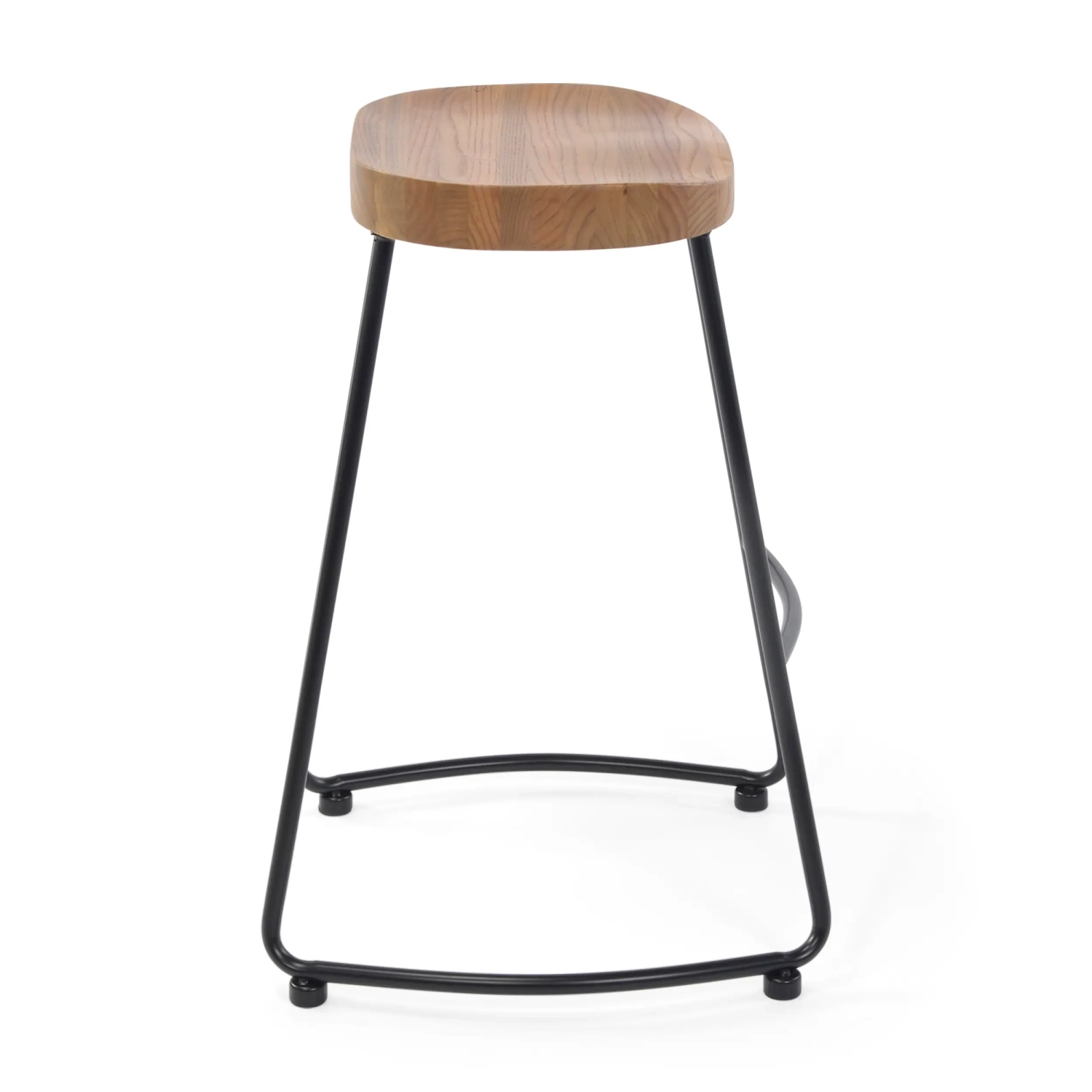 Taburete industrial Portland de 66 cm | Madera maciza de olmo y acero