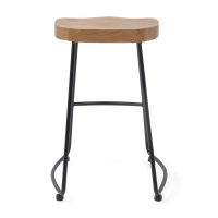 Portland Industrial Bar Stool 66 cm | Solid Elm Wood & Steel