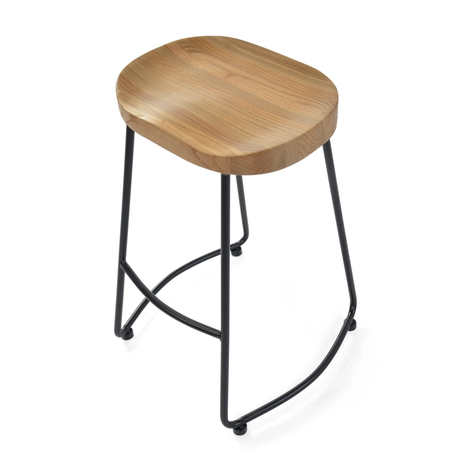 Portland Industrial Bar Stool 66 cm | Solid Elm Wood & Steel