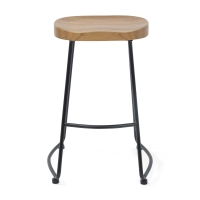 Portland Industrial Bar Stool 66 cm | Solid Elm Wood & Steel