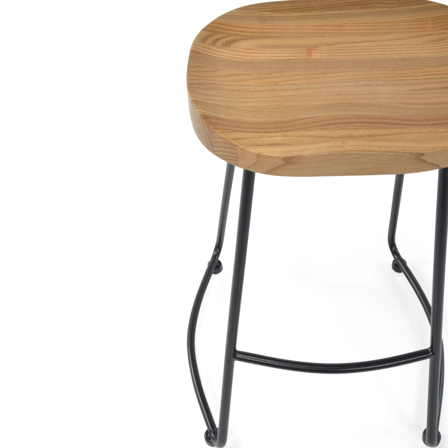 Tabouret de bar industriel Portland 66 cm | Bois d'orme massif et acier
