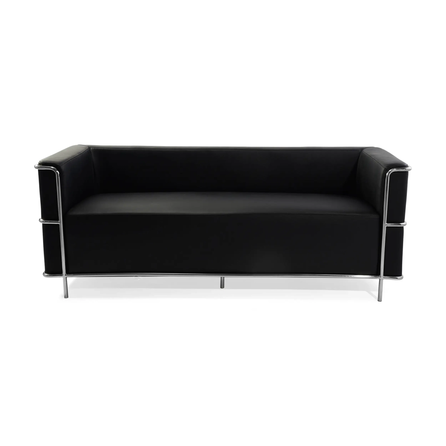 Włoska skórzana sofa trzyosobowa „Torino” | Stelaż ze stali nierdzewnej