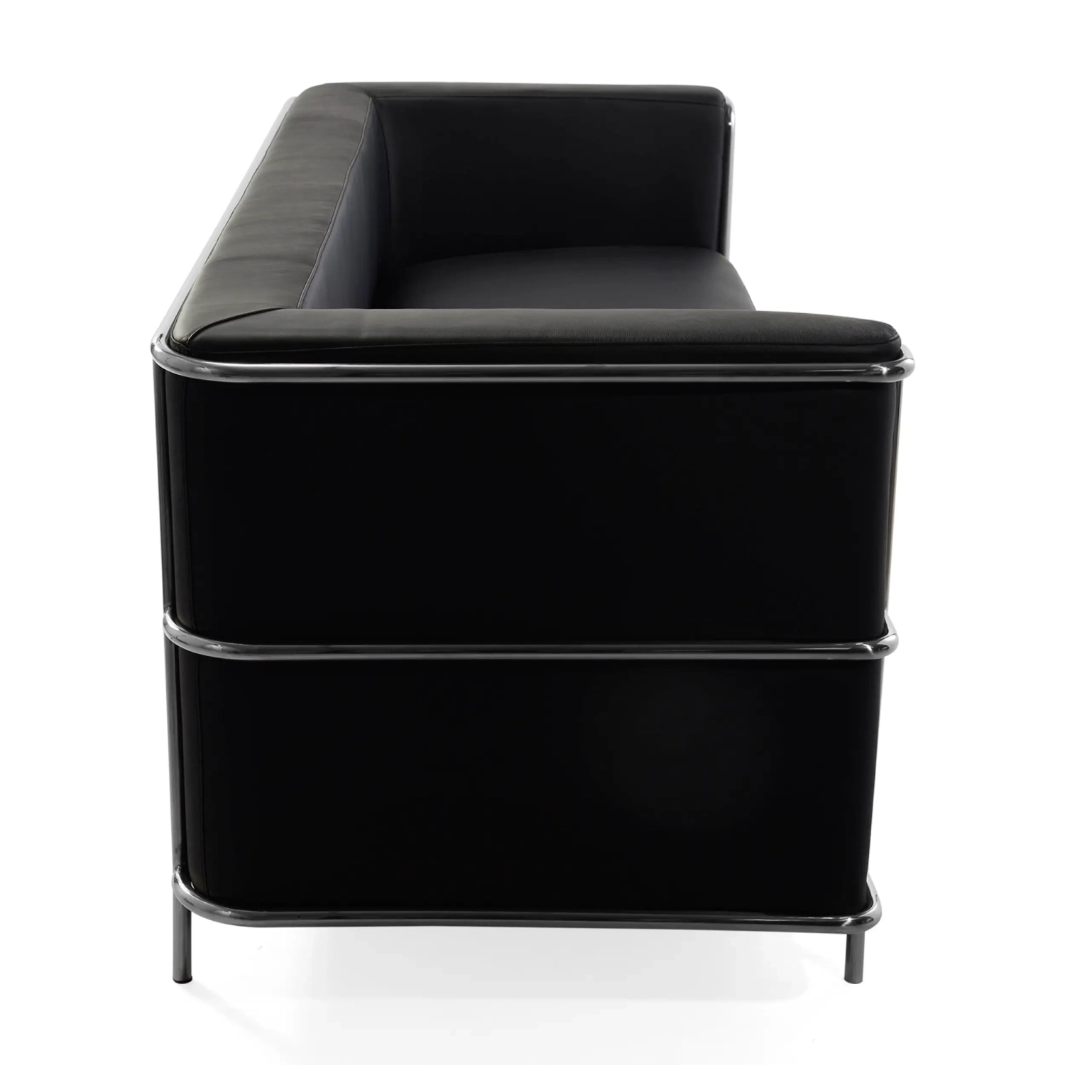Włoska skórzana sofa trzyosobowa „Torino” | Stelaż ze stali nierdzewnej