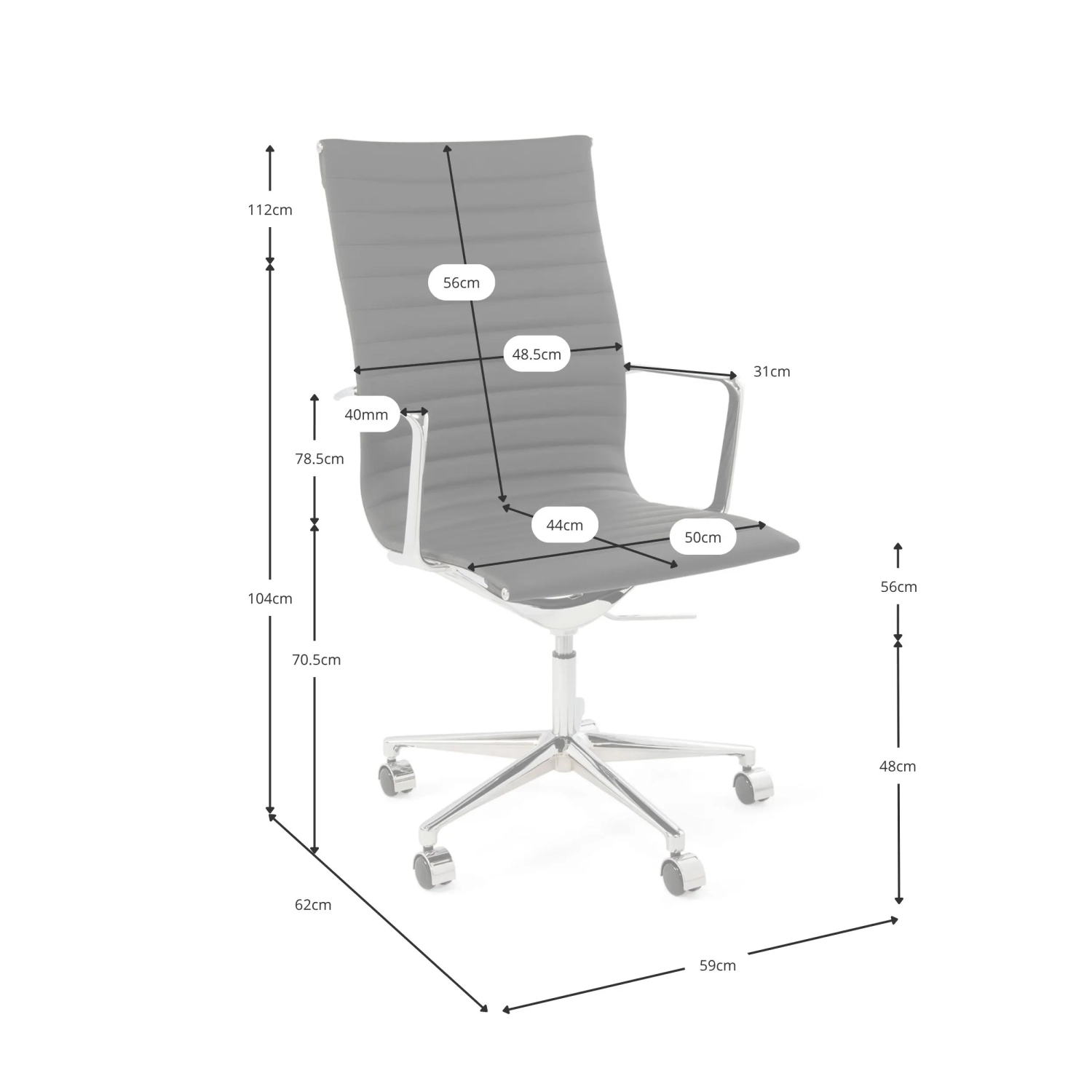 Kancelářská židle Task Executive s vysokým opěradlem a koženým čalouněním | Prémiová ergonomická kancelářská židle