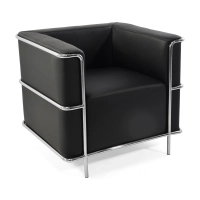 Sillón «Torino» de cuero italiano | Estructura de acero inoxidable