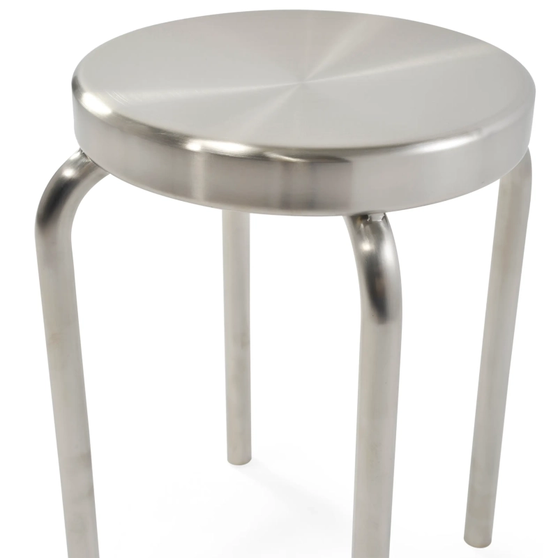 Banco baixo Delaware de 45 cm em aço inoxidável | Banco de design moderno