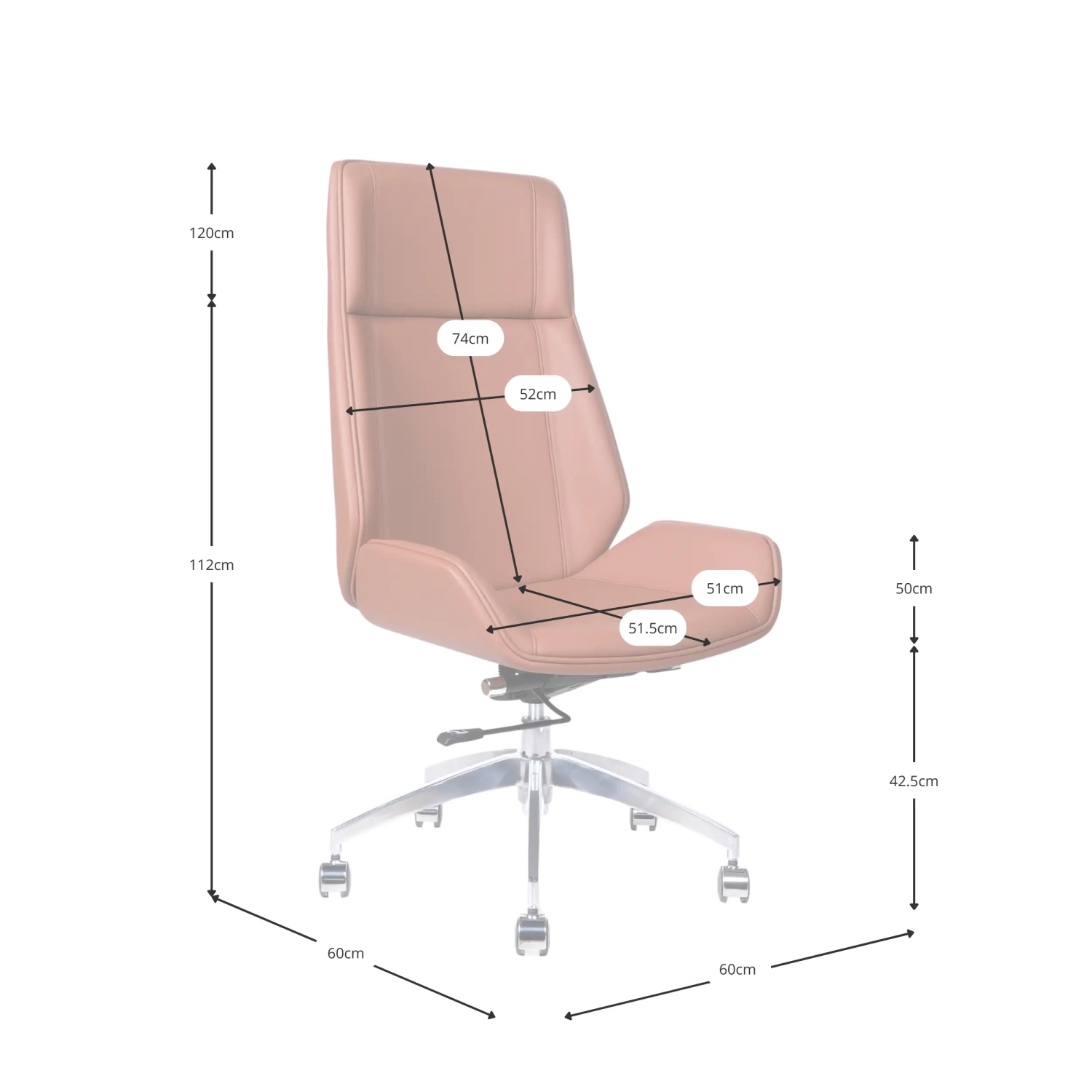 Nordic Sedia da ufficio Colors con schienale alto | Similpelle e base cromata