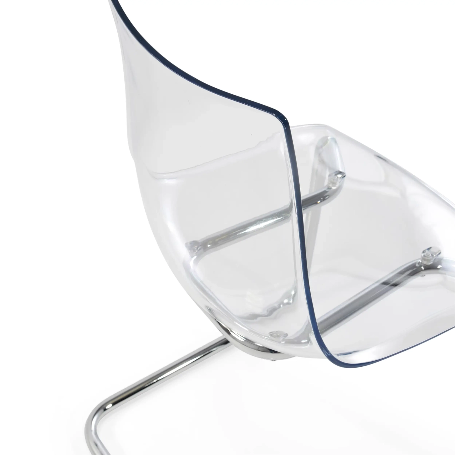 Dresden Transparent Designer-Stuhl | Polycarbonat und verchromter Stahl