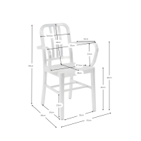 Silla de aluminio industrial Navi Army con reposabrazos | Para interior y exterior