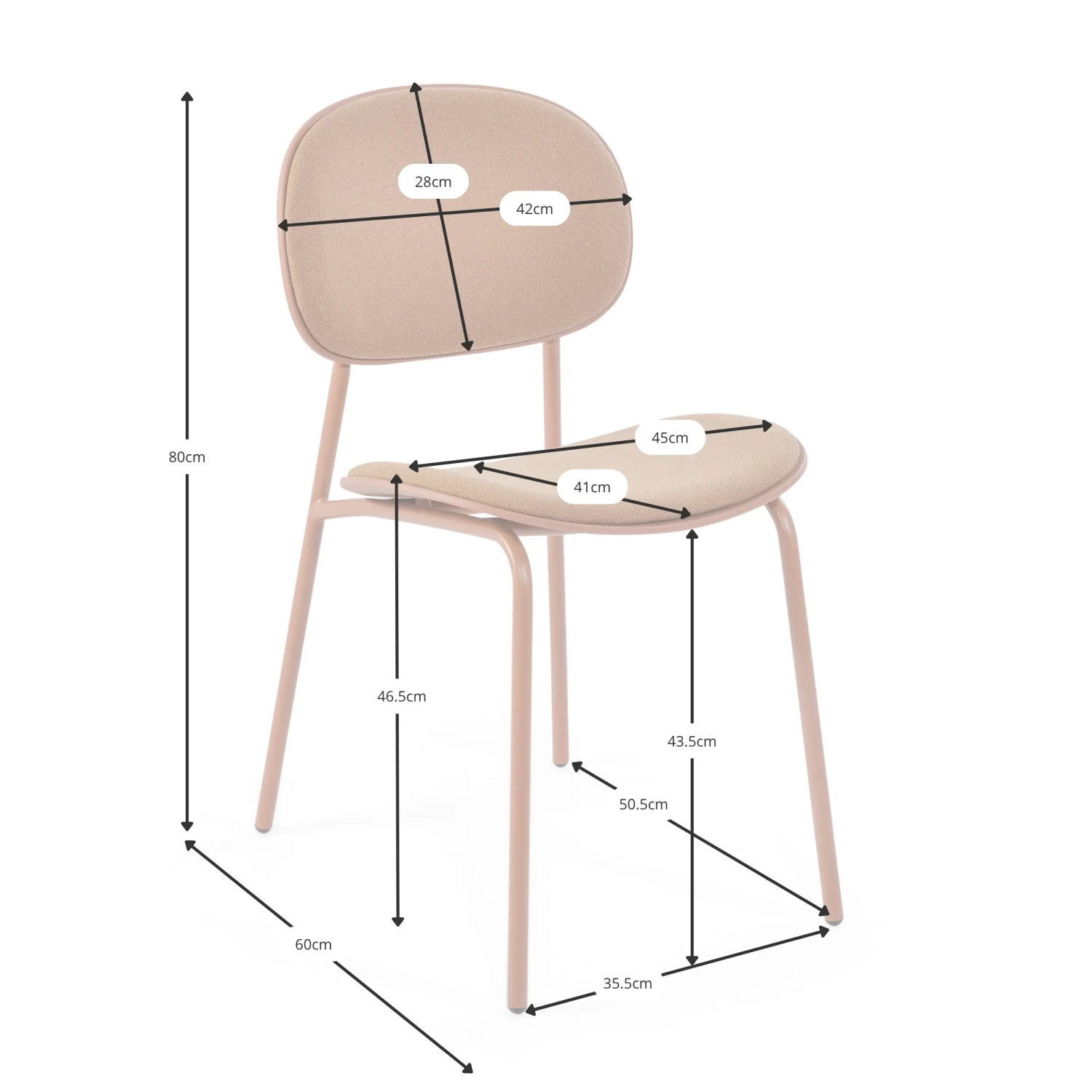 Ergonomisk, stapelbar matstol Carlotta | Modern klädd stol
