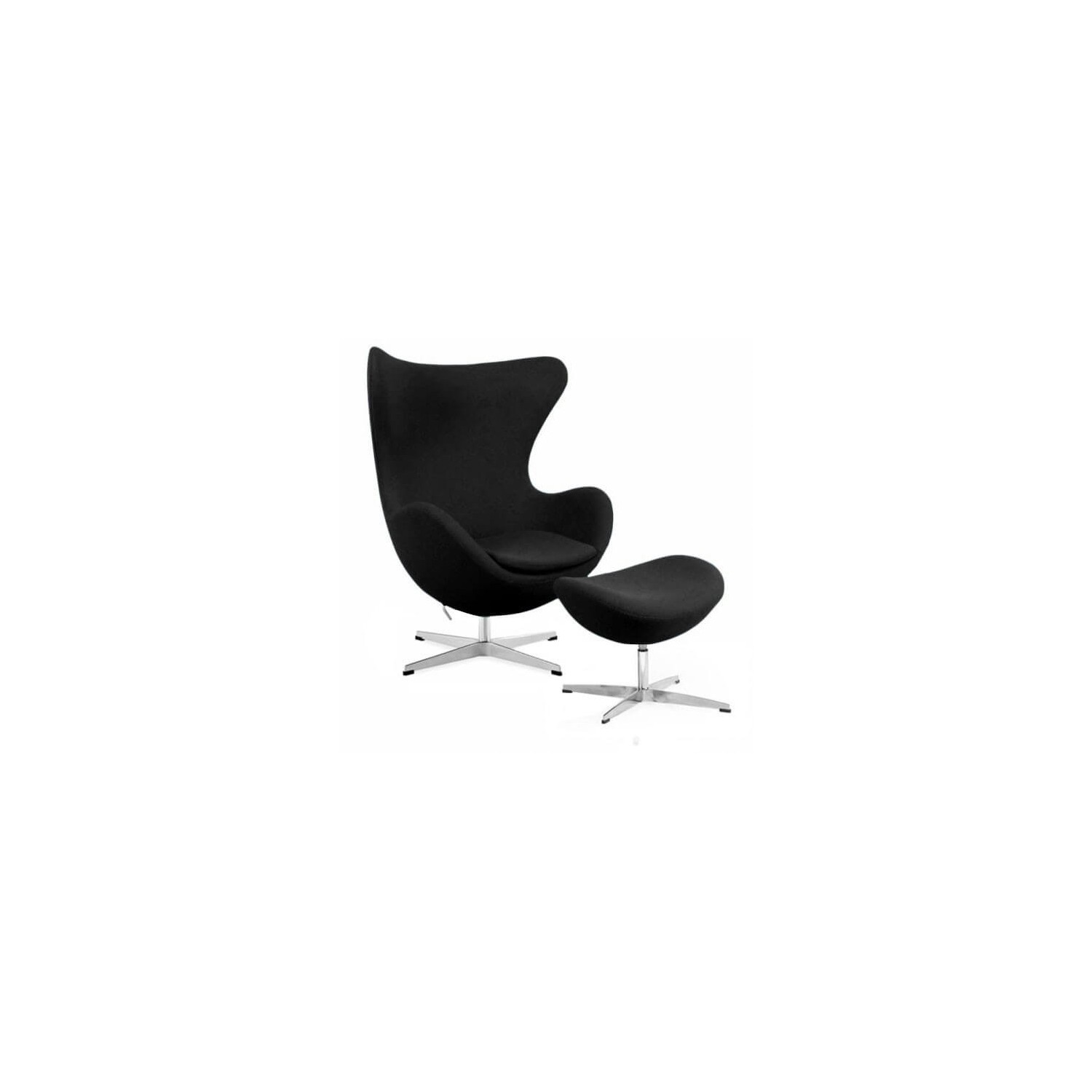 Replika krzesła jajko z podnóżkiem autorstwa projektanta Arne Jacobsen