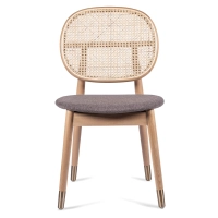 Cadeira Marsh em Rattan Natural e Almofada de Algodão Estilo Vintage