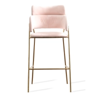 Taburete Alto Tapizado con Patas Doradas 