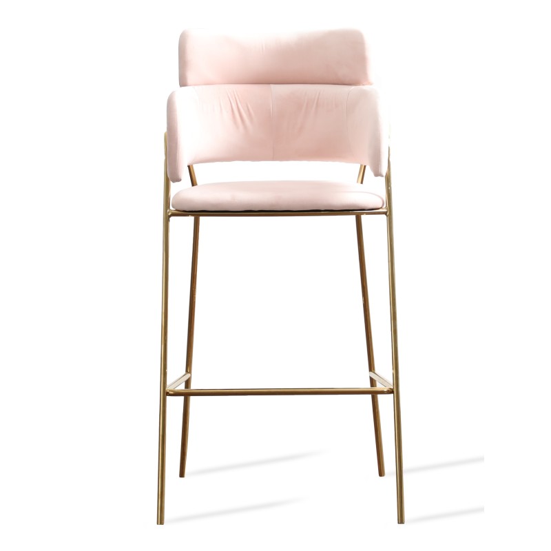 Hoher gepolsterter Hocker mit goldenen Beinen
