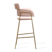 Hoher gepolsterter Hocker mit goldenen Beinen