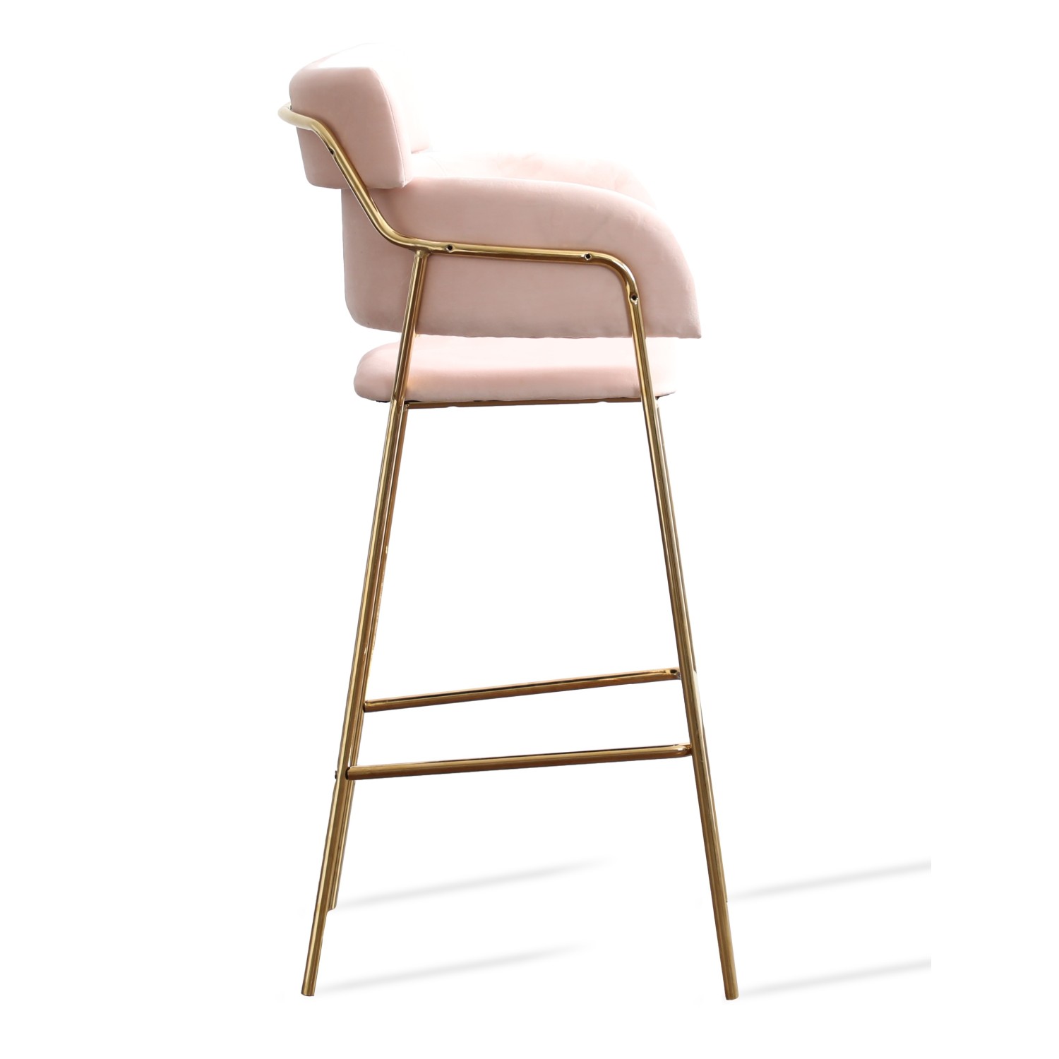 Hoher gepolsterter Hocker mit goldenen Beinen