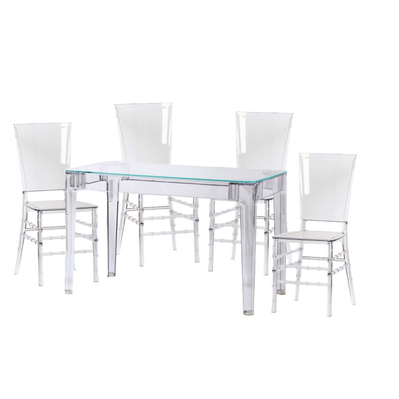 Pack Ghost Tisch 120cm und 4 Stühle Felipe Ghost