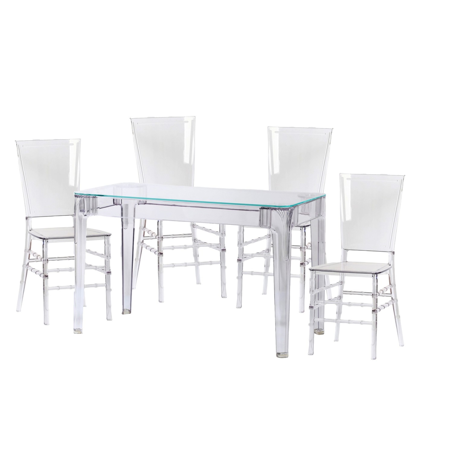 Pack Ghost Tisch 120cm und 4 Stühle Felipe Ghost