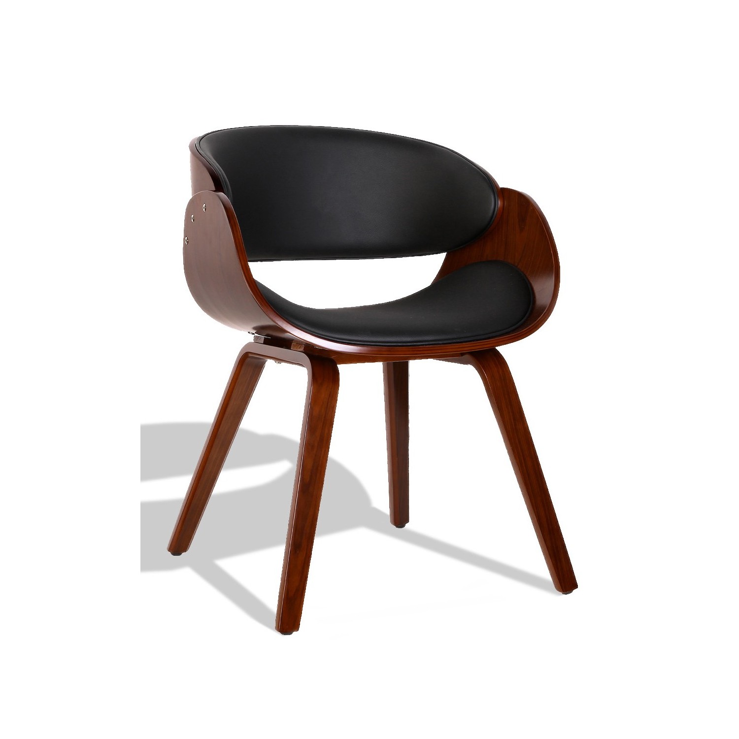 Chaise Nordic Burrow S avec coussin en similicuir en bois de noyer