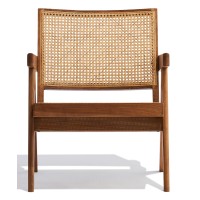 Compass Sessel mit Armlehnen aus Teakholz und natürlichem Rattan