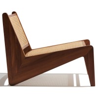 Chaise lounge Compass en bois de teck et rotin naturel