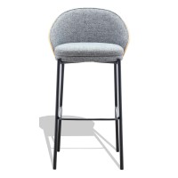 Tabouret Nordic Earth en bois de noyer et recouvert de coton