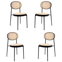 Preston Stuhl aus natürlichem Rattan und schwarz lackiertem Aluminium