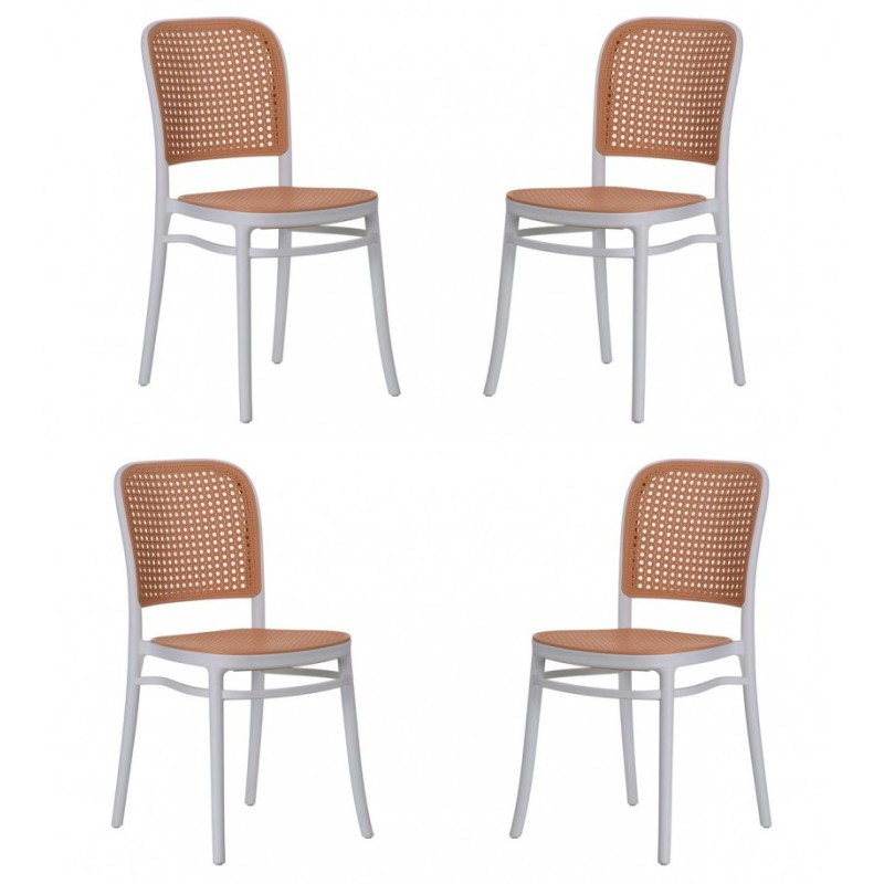 Pack 4 Moulin chairs in synthetic rattan
