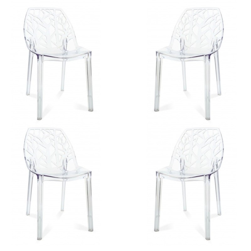 PAKKET 4 TRANSPARANTE PLANTAARDIGE STOELEN